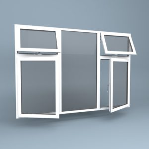 uPVC Window - Centre Fixed - Vent Over Side Hung Left & Right