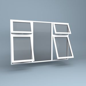 uPVC Window - Centre Fixed - Vent Over Top Hung Left & Right